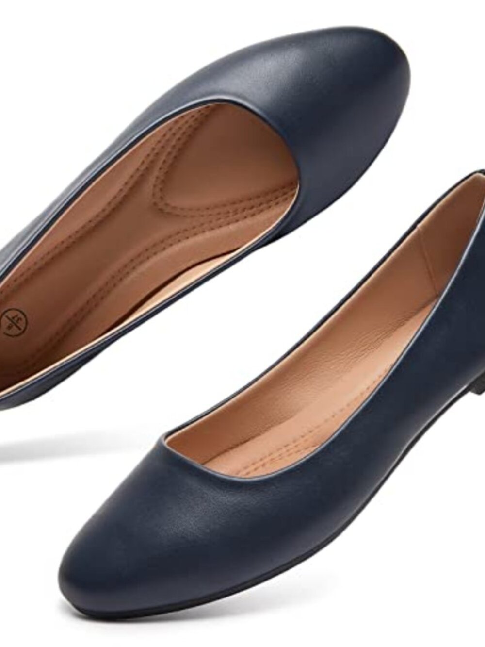 Comfortable PU Leather Slip On Ballet Flats Round Toe Dress Shoes